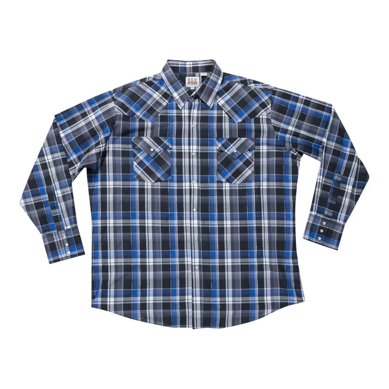 Ely Cattleman Long Sleeve Textured Plaid Western Snap Shirt - Men's