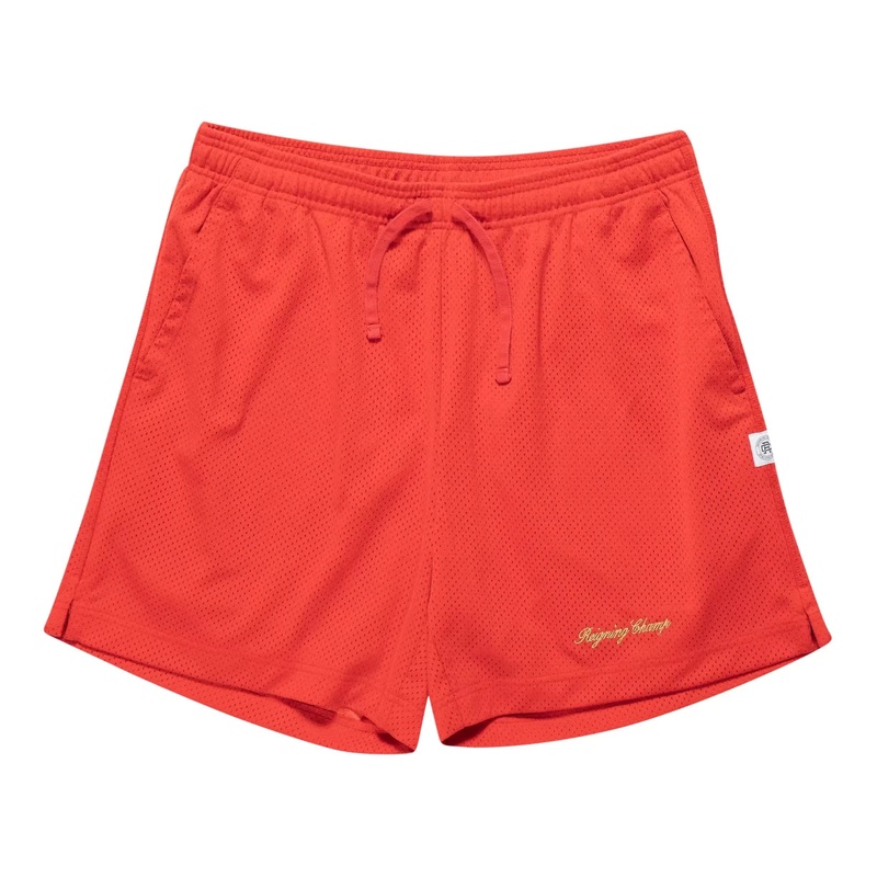 Reigning Champ Embroidered Script Mesh Shorts